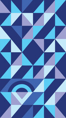 Leinwandbilder - Geometric abstract design featuring triangles and arcs in various shades of blue