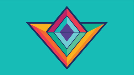Leinwandbilder - Geometric abstract design with layered triangles in a vibrant colorful composition