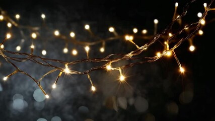 Poster - Blurred lights of Christmas garlands creating a bokeh effect. Magical and warm glow to create a festive mood.