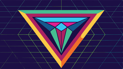 Leinwandbilder - Geometric abstract triangle design in retro colors suitable for various design projects