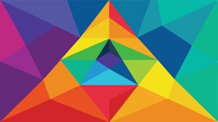 Leinwandbilder - Geometric composition of colorful polygonal shapes forming abstract triangle and pentagonal patterns
