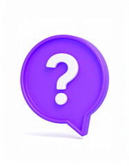 Poster - 3d purple speech bubble with question mark icon isolated on transparent background.question, ask, bubble, dialogue, graphic, help, idea, information, mark, purple, render, speech, support,