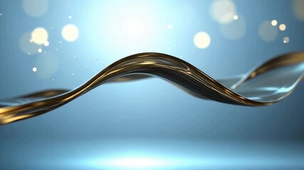 Poster - Flowing Metallic Ribbon: A captivating, dynamic composition showcasing a graceful, swirling metallic ribbon against a soft, blurred backdrop, symbolizing fluidity and elegance.