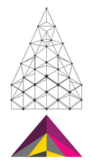 Poster - Geometric shapes and triangular designs representing networks and abstract concepts with transparency