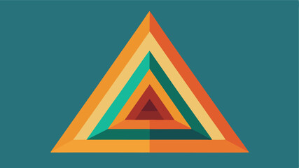 Leinwandbilder - Retro triangle design with layered geometric shapes on a teal color background