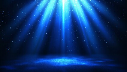 Wall Mural - Blue Glitter Spotlight on Dark Background