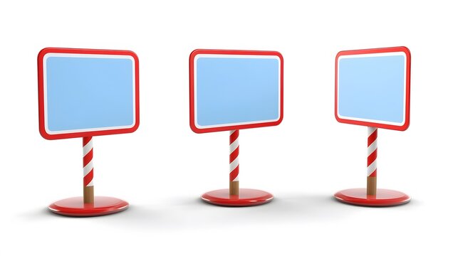 Three Blank Red and White Candy Cane Signs Mockup