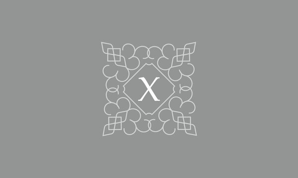 Elegant logo template for restaurant, boutique, cafe, hotel jewelry, fashion with initial X. Vector floral monogram.