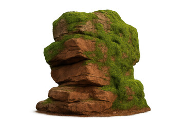 Poster - Vibrant green moss covering weathered rock surface, revealing delicate textures against clean, transparent backdrop