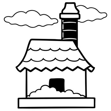 Snowy Chimney Outline Illustration