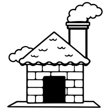 Snowy Chimney Outline Illustration