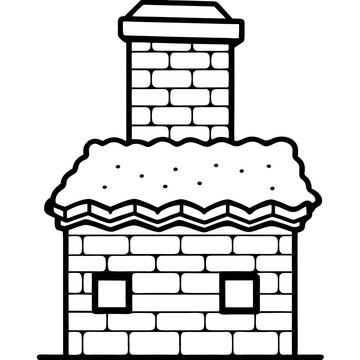 Snowy Chimney Outline Illustration