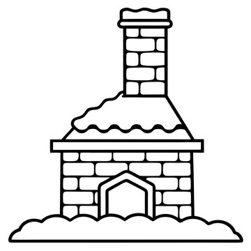 Snowy Chimney Outline Illustration