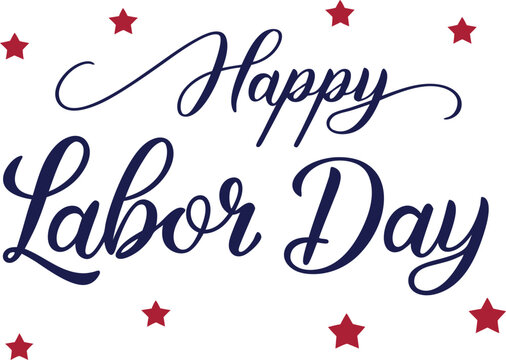 USA Labor Day greeting card with brush stroke background in United States national flag colors and hand lettering text Happy Labor Day. Vector illustration.