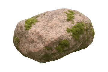 Poster - Green moss covering solitary boulder, emphasizing textural organic growth and natural patterns against clean background