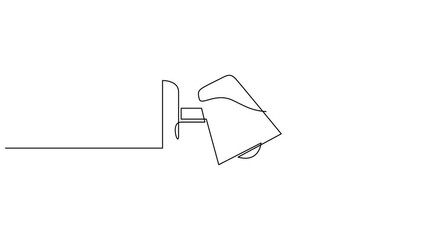 Aufkleber - Wall lamp with lampshade, Self drawing animation one continuous line draw, Electronic desk lamp home appliance concept. Full length one line animation illustration.