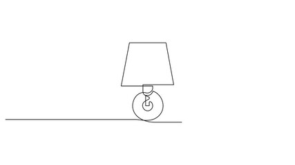 Aufkleber - Wall lamp with lampshade, Self drawing animation one continuous line draw, Electronic desk lamp home appliance concept. Full length one line animation illustration.
