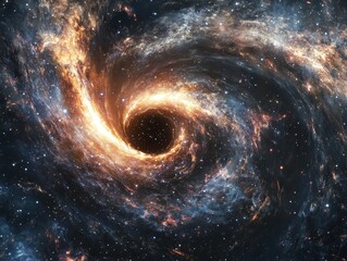 Wall Mural - spiral galaxy with stars and dark orb: a cosmic journey through space and nebula