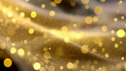 Fototapete - Golden Elegance: Capturing a luxurious and ethereal moment with abstract bokeh lights dancing over a flowing golden fabric, ideal for conveying celebration and opulence.
