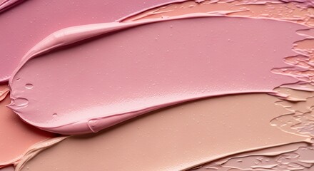 Leinwandbilder - Applying Pink Cosmetic Cream Swatches Close-up
