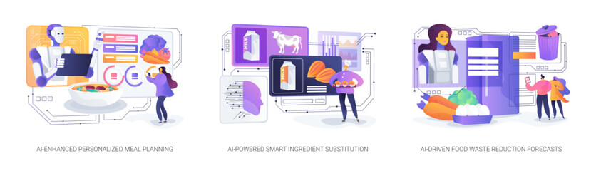 Poster - AI in Smart Food Innovation abstract concept vector illustrations.