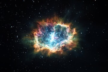 Wall Mural - Vibrant Colorful Nebula in Dark Space