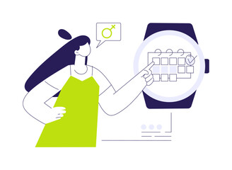Poster - Smartwatch female health tracking abstract concept vector illustration.