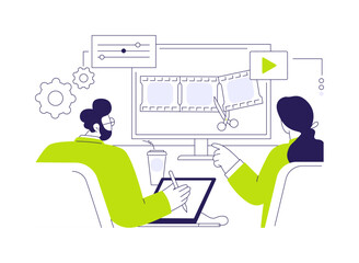 Poster - Video editing software abstract concept vector illustration.