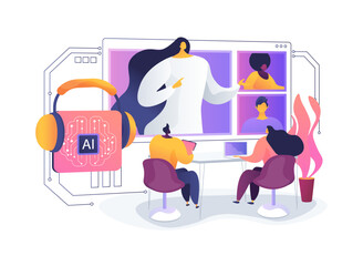 Poster - Smart Noise-Canceling Software for Virtual Meetings abstract concept vector illustration.