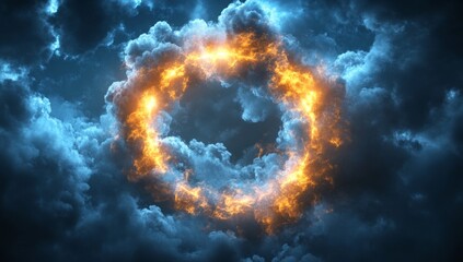 Wall Mural - Fiery Ring in Storm Clouds