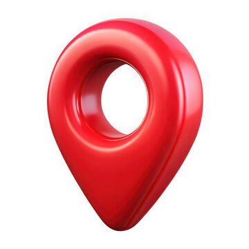 Shiny red 3d location pin icon isolated on transparent background