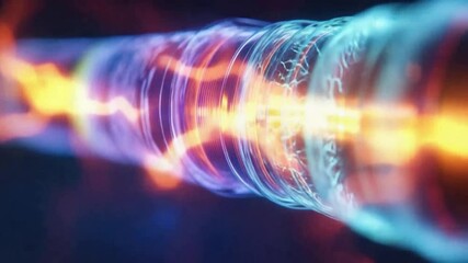 Poster - Neural Network Fiber Optics: Abstract close-up of a glowing neural network fiber optic cable, conveying energy and information.