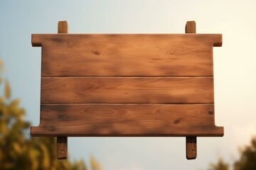 Leinwandbilder - Wooden sign hanging in front of natural background, creating a rustic and inviting atmosphere
