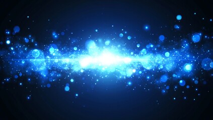 Wall Mural - Abstract Blue Glowing Light Particles Background