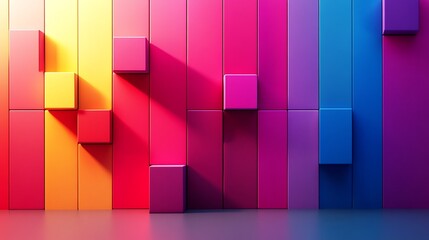 Leinwandbilder - Abstract geometric background composed of colorful cubes and rectangles creating a modern and vibrant design