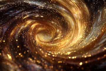 Wall Mural - Golden Spiral Galaxy Abstract Background