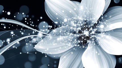 Wall Mural - Abstract Glowing Flower Network Digital Art