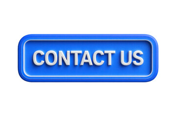 Aufkleber - Blue Rectangular Contact Us Button White Text 3 D Render Isolate on White Background Transparent P N G Cutout Clipping Path Social Media Line Art Black Full H D 4 K Image