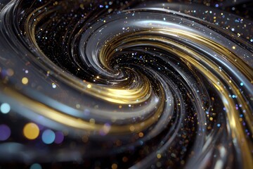 Wall Mural - Abstract Gold And Black Glittering Spiral Background
