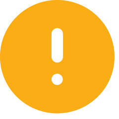 Poster - an orange circle with a white exclamation point symbol in the center warning of a potential issue