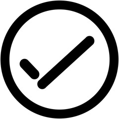 Leinwandbilder - Black check mark inside a circle indicating approval or completion with a clean and modern design style