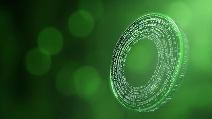 Aufkleber - Digital Circle in a Universe: A mesmerizing digital circle, glowing with data and light, floats against an ethereal background, hinting at the boundless nature of the digital realm.