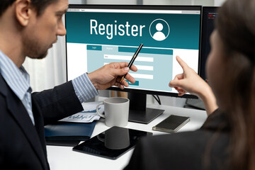 Poster - Online registration form for brisk form filling on the internet website