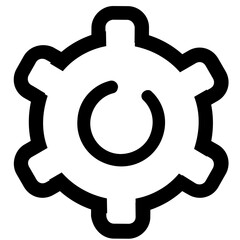 Poster - Illustration of a black and white gear with a circular arrow inside representing a process icon