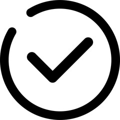 Leinwandbilder - Black check mark inside of a circle with a gap at the top right corner on a white background image
