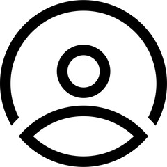 Poster - Simple black and white user icon with a circle head and a rounded body in a minimalist style design