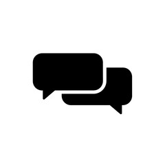 Poster - Two black speech bubbles overlapping each other on a white background in a simple graphic style