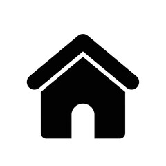 Fototapete - A simple black and white icon of a house with a rounded roof and doorway on a white background