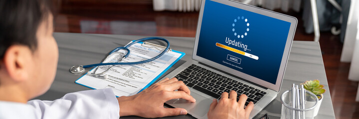 Poster - Software update on computer for brisk version of device software upgrade