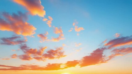 Poster - Painted Sky: A vibrant skyscape of radiant hues of peach and gold, and a gentle azure sky that evokes feelings of tranquility and inspiration. A breathtaking panorama of nature's grandeur.